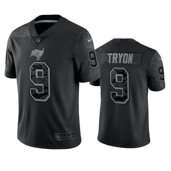 Men's Tampa Bay Buccaneers #9 Joe Tryon Black Reflective Limited Stitched Jersey Men's Tampa Bay Buccaneers #9 Joe Tryon Black Reflective Limited Stitched Jersey