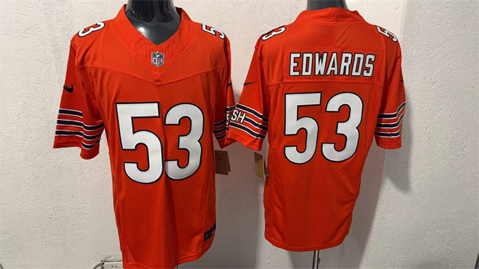 Men's Chicago Bears #53 T.J. Edwards Orange 2026 F.U.S.E. Vapor Untouchable Limited Stitched Football Jersey