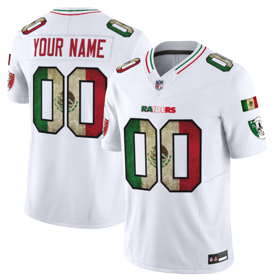 Men's Las Vegas Raiders Active Player Custom White 2025 F.U.S.E. Mexico Vapor Limited Stitched Football Jersey