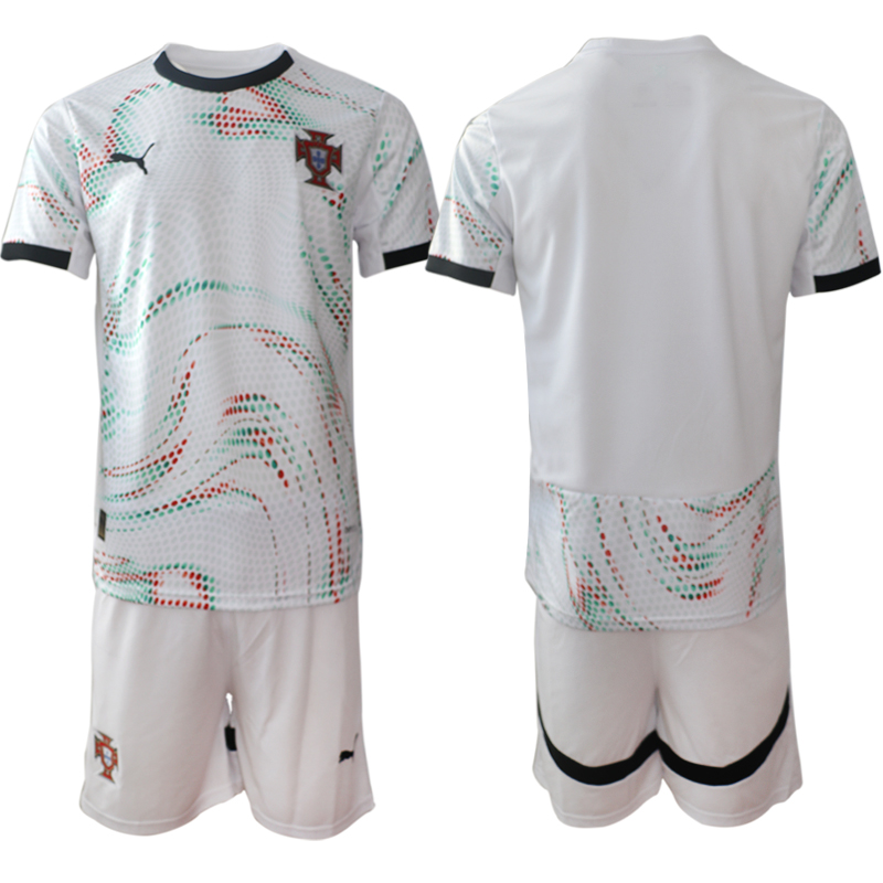 Men's Portugal Team Blank 2025 White Away Soccer Jersey Suit Men's Portugal Team Blank 2025 White Away Soccer Jersey Suit