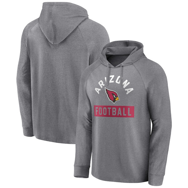 Men's Arizona Cardinals Heathered Gray No Time Off Raglan Pullover Hoodie Men's Arizona Cardinals Heathered Gray No Time Off Raglan Pullover Hoodie