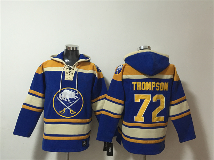Men's Buffalo Sabres #72 Tage Thompson Blue Ageless Must-Have Lace-Up Pullover Hoodie