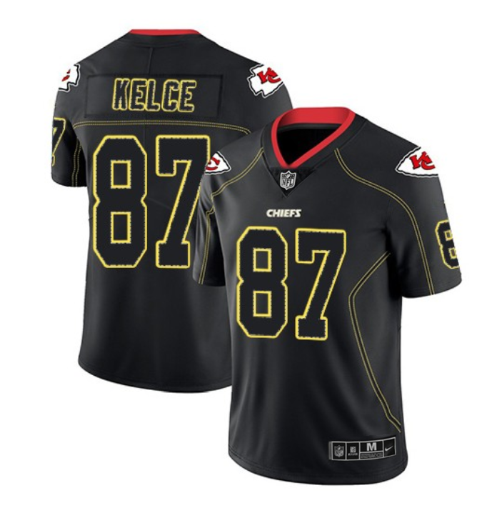 Men’s Kansas City Chiefs #87 Travis Kelce Black 2018 Lights Out Color Rush Limited Stitched NFL Jersey