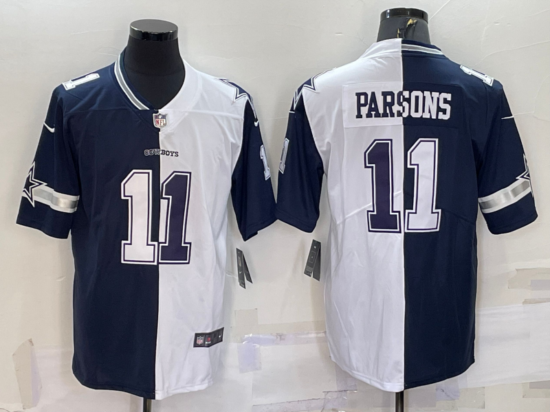 Men's Dallas Cowboys #11 Micah Parsons Navy White Split Vapor Untouchable Limited Stitched Jersey