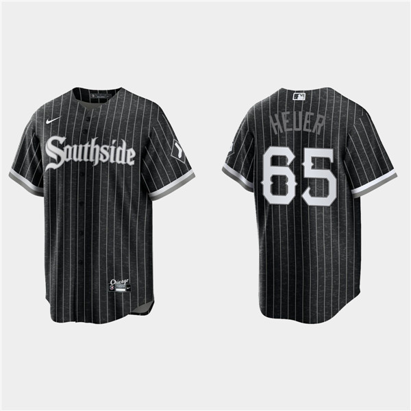 Men's Chicago White Sox #65 Codi Heuer Black 2021 City Connect Cool Base Stitched Jersey