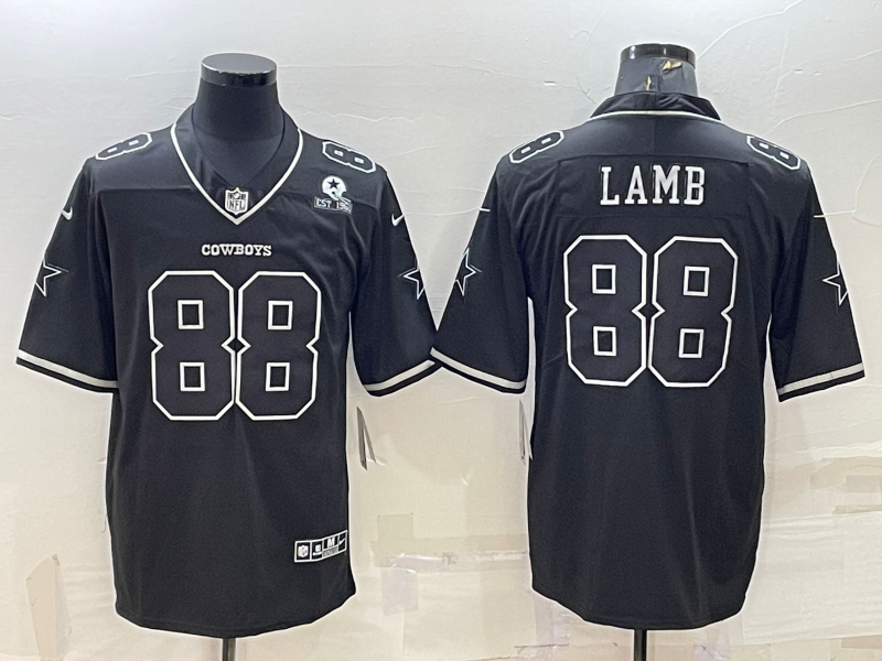 Men's Dallas Cowboys #88 CeeDee Lamb Black With 1960 Patch Limited Stitched Football Jersey