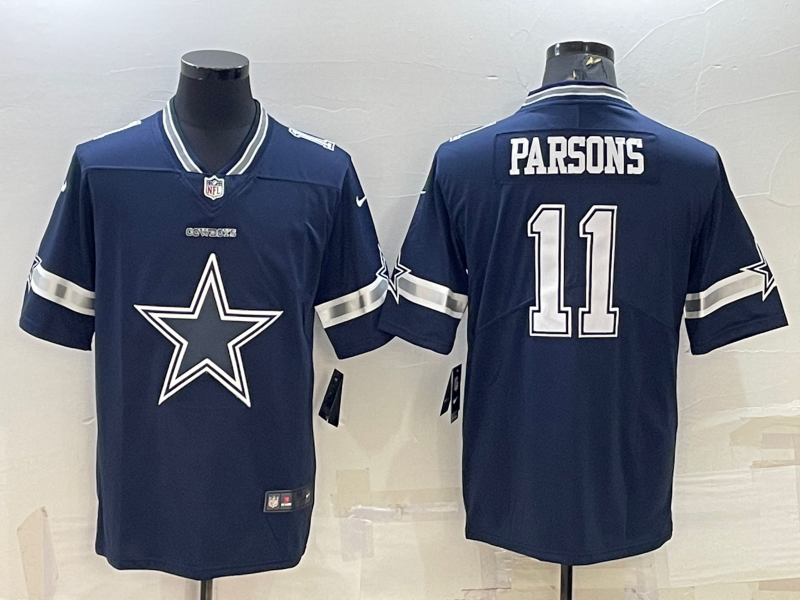 Men's Dallas Cowboys #11 Micah Parsons Navy Team Big Logo Limited Stitched Jersey