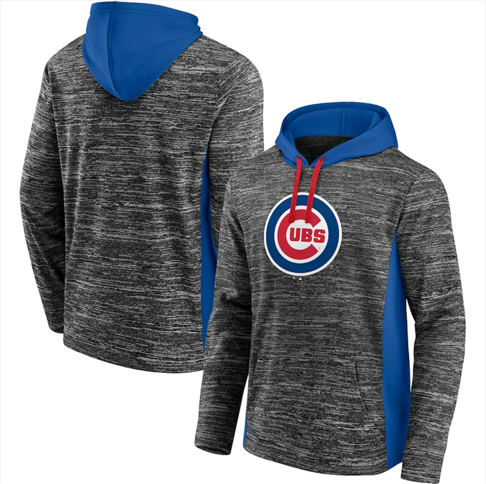 Men's Chicago Cubs Gray Royal Instant Replay Color Block Pullover Hoodie Men's Chicago Cubs Gray Royal Instant Replay Color Block Pullover Hoodie