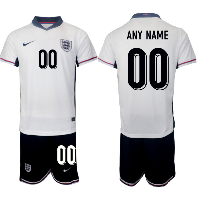 Men's England Custom 2024-25 White Home Soccer Jersey Suit