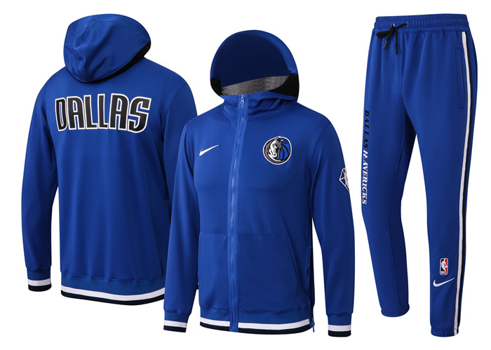 Men's Dallas Mavericks 75th Anniversary Royal Performance Showtime Full-Zip Hoodie Jacket And Pants Suit