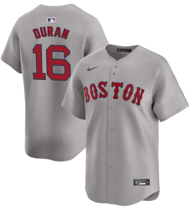 Men's Boston Red Sox #16 Jarren Duran Grey 2024 Away Limited Stitched Baseball Jersey