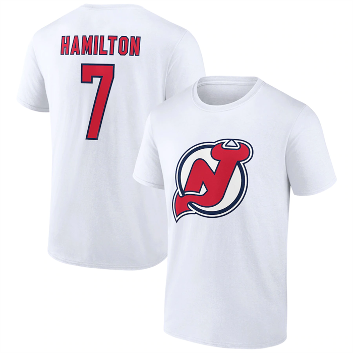 Men's New Jersey Devils #7 Dougie Hamilton White T-Shirt Men's New Jersey Devils #7 Dougie Hamilton White T-Shirt