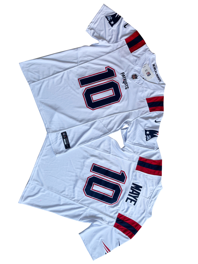 Men's New England Patriots #10 Drake Maye White 2024 Draft F.U.S.E Vapor Limited Stitched Football Jersey