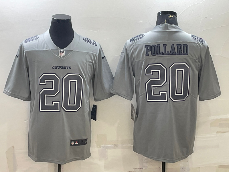 Men's Dallas Cowboys #20 Tony Pollard Grey Atmosphere Fashion Stitched Jersey