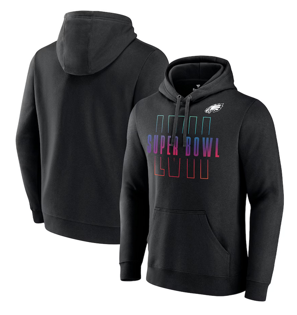 Men's Philadelphia Eagles Black Super Bowl LVII Open Sky Pullover Hoodie Men's Philadelphia Eagles Black Super Bowl LVII Open Sky Pullover Hoodie