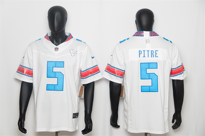 Men's Houston Texans #5 Jalen Pitre White 2026 'HOUSTON/US' Rivalries Collection Limited Stitched Football Jersey