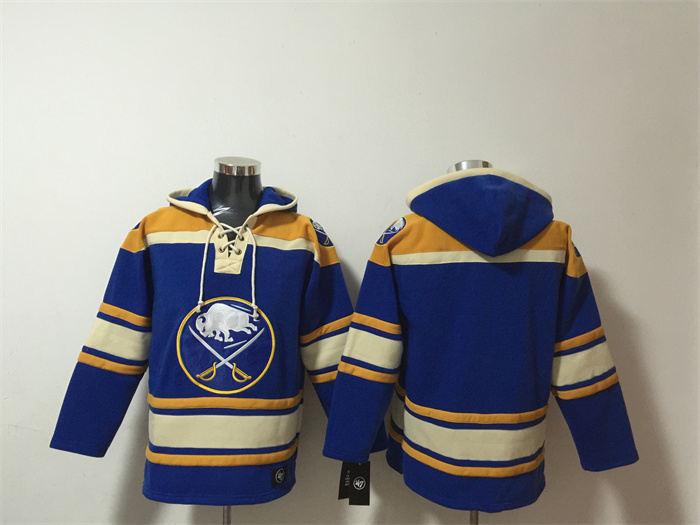 Men's Buffalo Sabres Blank Blue Ageless Must-Have Lace-Up Pullover Hoodie