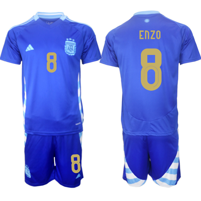 Men's Argentina #8 Enzo Blue 2024-25 Away SoccerJersey Suit