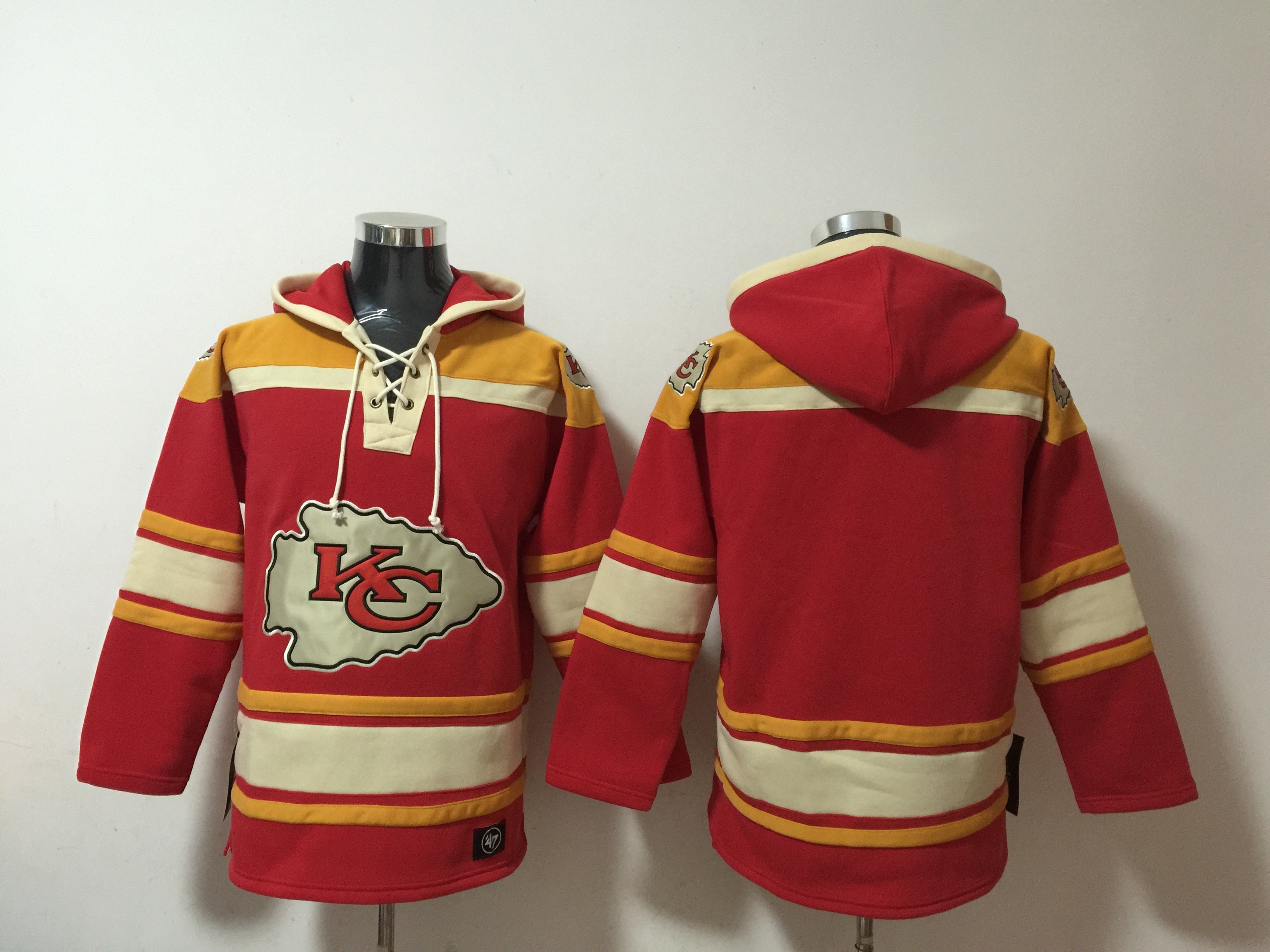 Men's Kansas City Chiefs Blank Red Lace-Up Pullover Hoodie