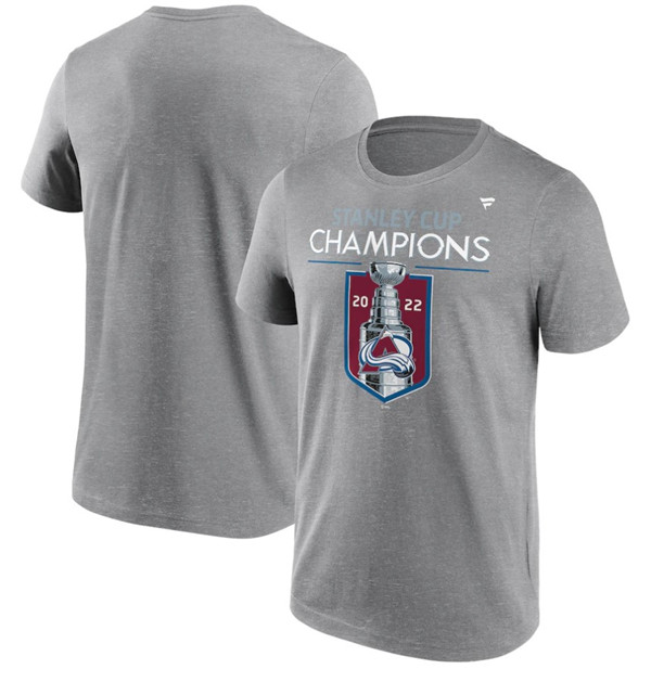 Men's Colorado Avalanche Grey 2022 Stanley Cup Champions Jersey Roster T-Shirt Men's Colorado Avalanche Grey 2022 Stanley Cup Champions Jersey Roster T-Shirt
