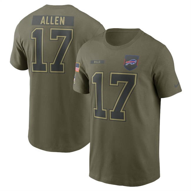 Men's Buffalo Bills #17 Josh Allen Olive 2025 Salute to Service Name & Number T-Shirt Men's Buffalo Bills #17 Josh Allen Olive 2025 Salute to Service Name & Number T-Shirt