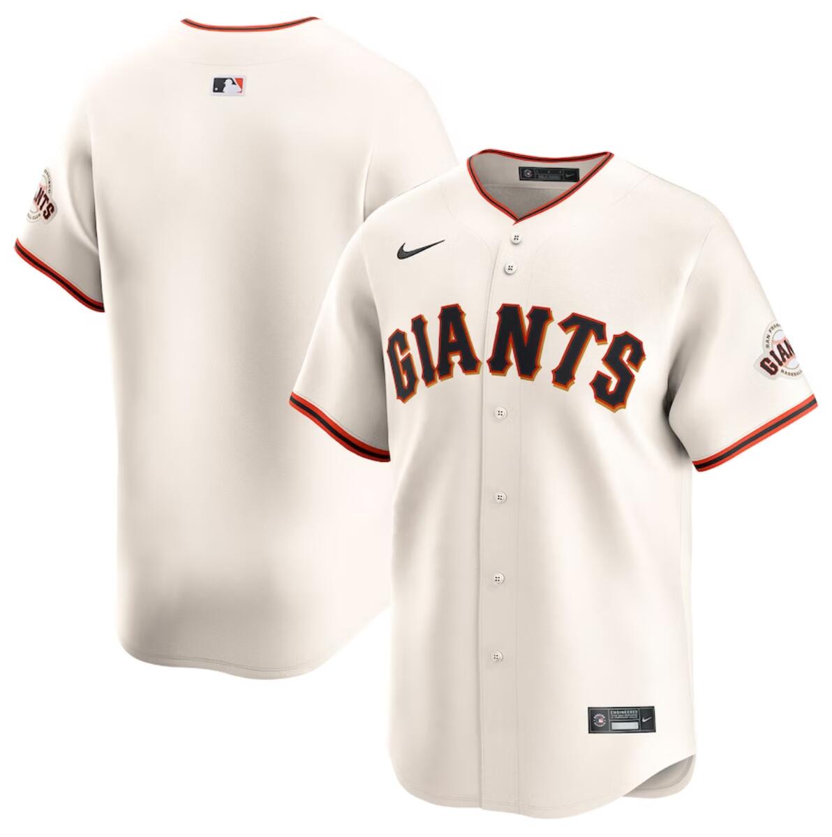 Men's San Francisco Giants Blank Cream Home Limited Stitched Baseball Jersey