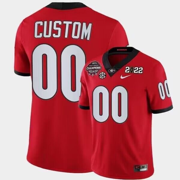 Men's Georgia Bulldogs Custom Red 2022 National Champions Stitched Jersey