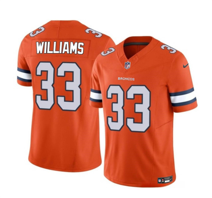 Men's Denver Broncos #33 Javonte Williams Orange 2023 F.U.S.E. Vapor Untouchable Stitched Jersey Men's Denver Broncos #33 Javonte Williams Orange 2023 F.U.S.E. Vapor Untouchable Stitched Jersey