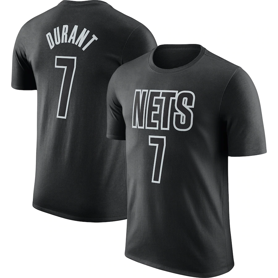 Men's Brooklyn Nets #7 Kevin Durant Black 2022/23 Statement Edition Name & Number T-Shirt Men's Brooklyn Nets #7 Kevin Durant Black 2022/23 Statement Edition Name & Number T-Shirt