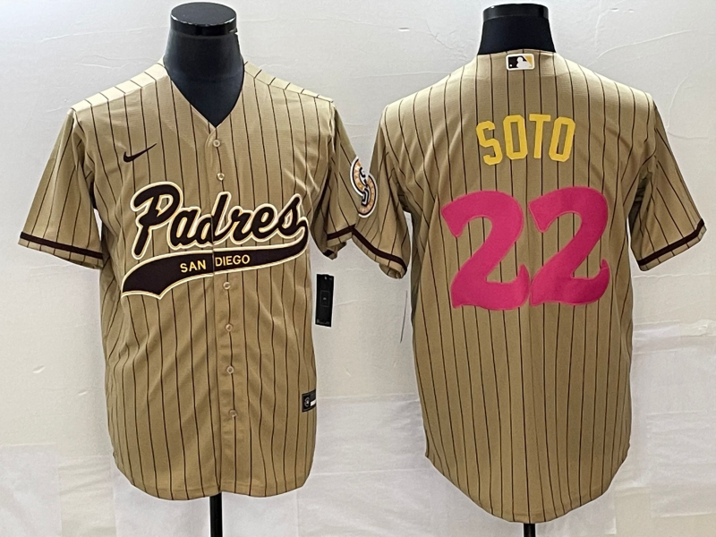 Men's San Diego Padres #22 Juan Soto Tan Cool Base Stitched Baseball Jersey