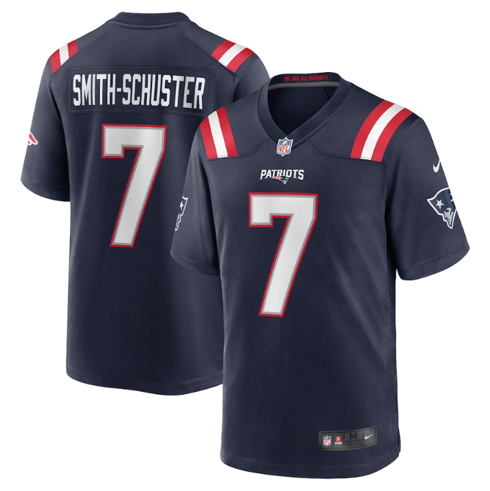 Men's New England Patriots #7 JuJu Smith-Schuster Navy Stitched Game Jersey