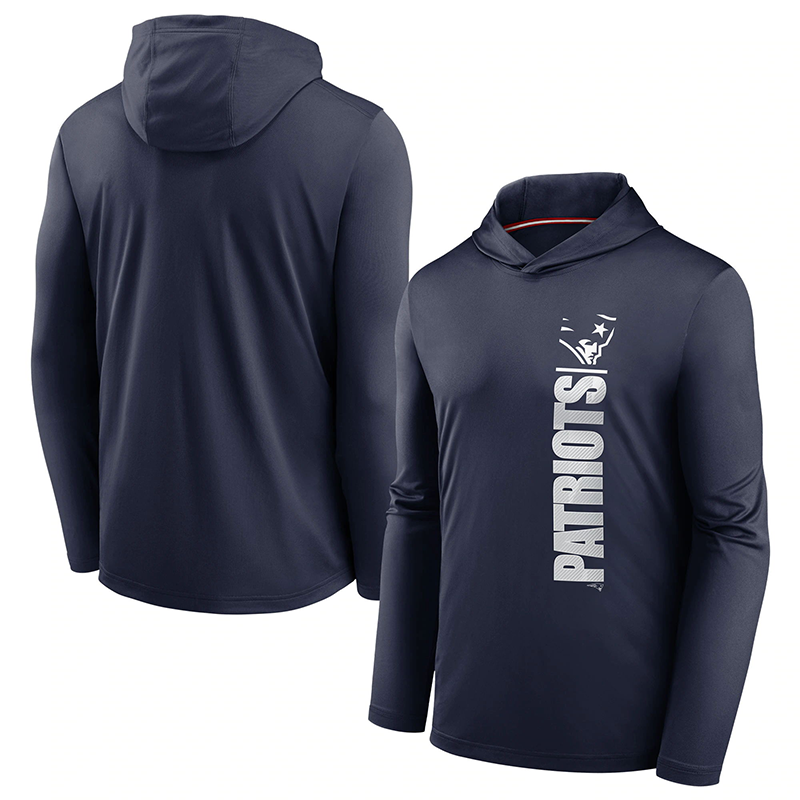 Men's New England Patriots Navy Fan Gear Team Stack Hoodie Performance Long Sleeve T-Shirt Men's New England Patriots Navy Fan Gear Team Stack Hoodie Performance Long Sleeve T-Shirt