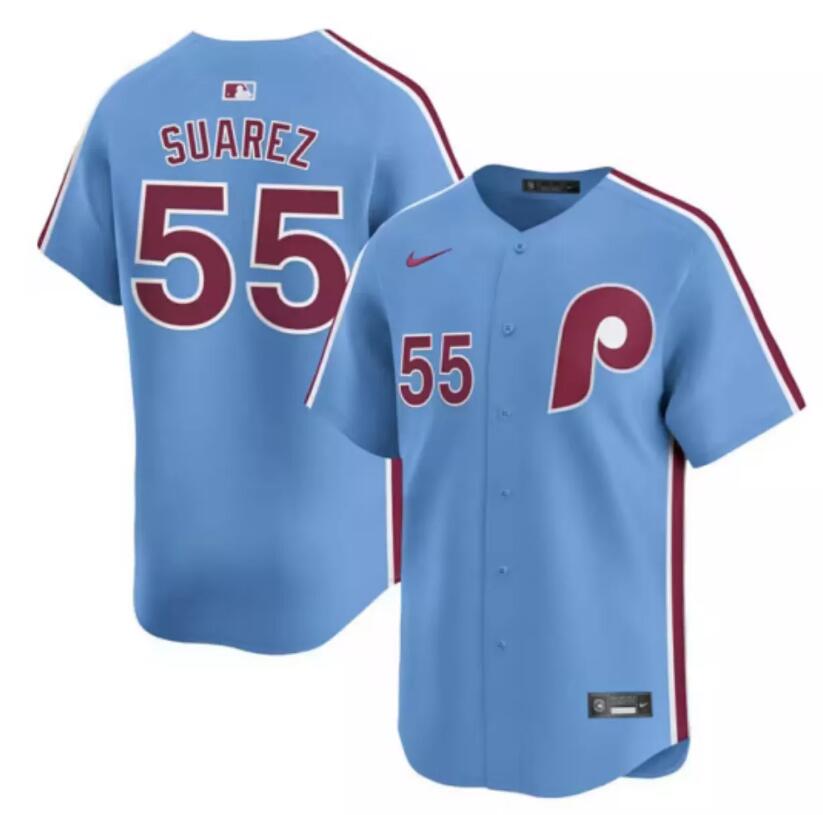 Men's Philadelphia Phillies #55 Ranger Suárez Light Blue Alternate Limited Stitched Jersey