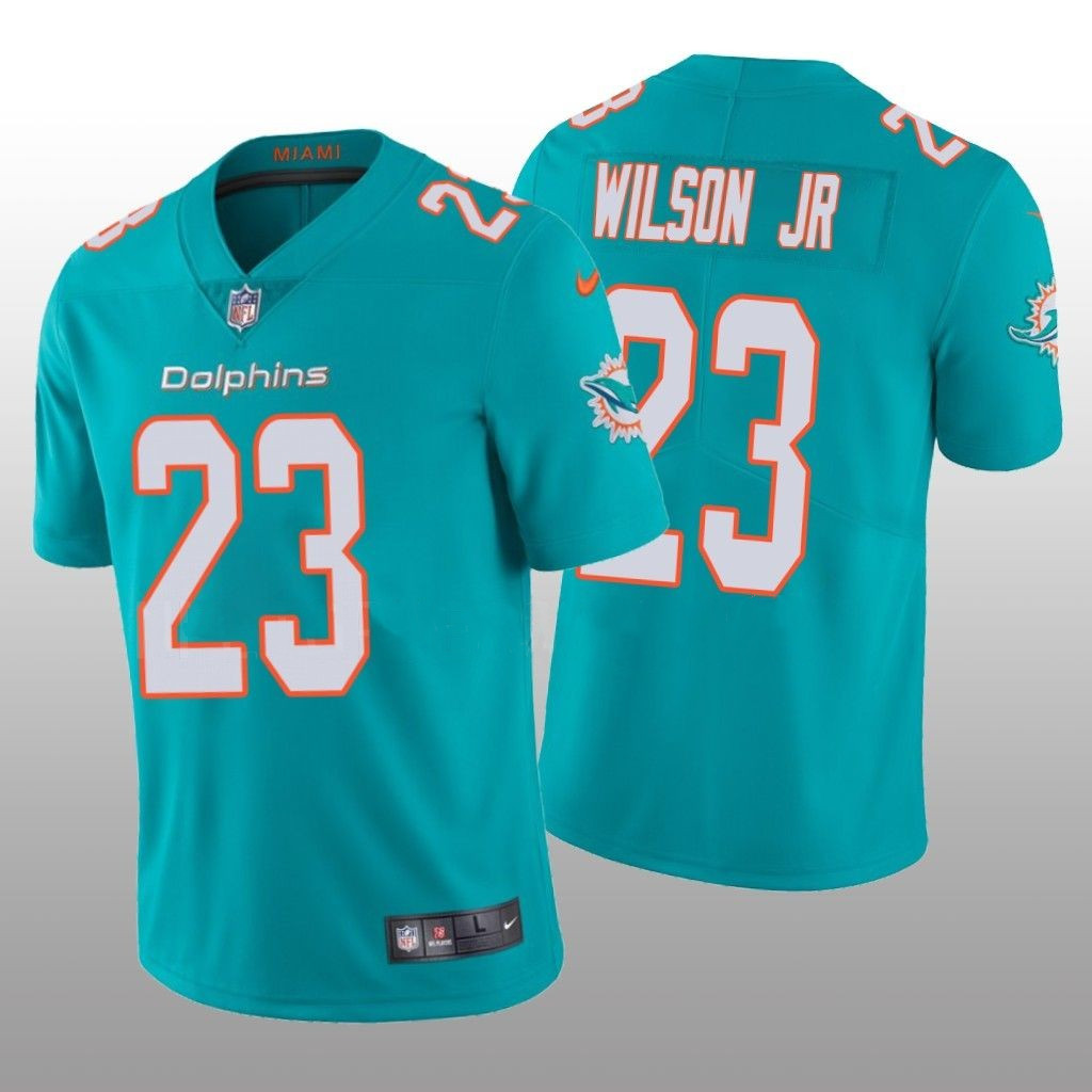 Men's Miami Dolphins #23 Jeff Wilson Jr 2022 Aqua Vapor Untouchable Limited Stitched Jersey Men's Miami Dolphins #23 Jeff Wilson Jr 2022 Aqua Vapor Untouchable Limited Stitched Jersey