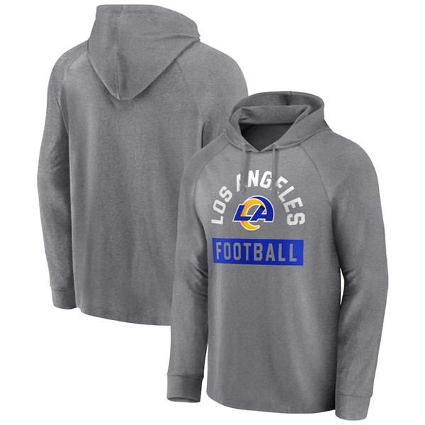 Men's Los Angeles Rams Heathered Gray No Time Off Raglan Pullover Hoodie Men's Los Angeles Rams Heathered Gray No Time Off Raglan Pullover Hoodie