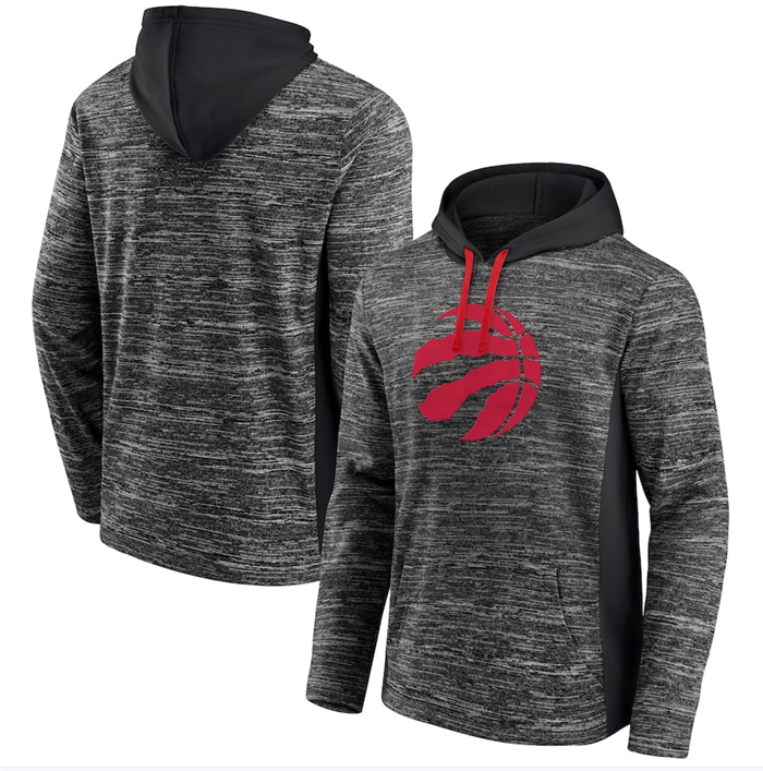 Men's Toronto Raptors Heathered Charcoal Black Instant Replay Color Block Pullover Hoodie Men's Toronto Raptors Heathered Charcoal Black Instant Replay Color Block Pullover Hoodie