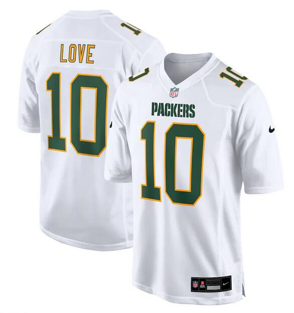 Men's Green Bay Packers #10 Jordan Love White Fashion Stitched Game Jersey