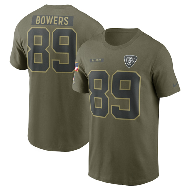 Men's Las Vegas Raiders #89 Brock Bowers Olive 2025 Salute to Service Name & Number T-Shirt Men's Las Vegas Raiders #89 Brock Bowers Olive 2025 Salute to Service Name & Number T-Shirt