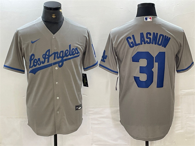 Men's Los Angeles Dodgers #31 Tyler Glasnow Stitched Grey Cool Base Baseball Jersey