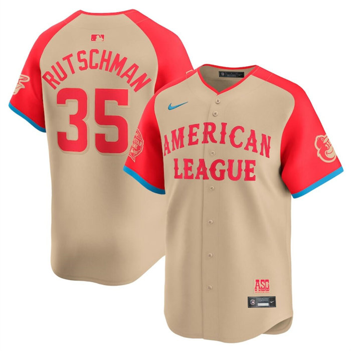 Men's American League #35 Adley Rutschman Cream 2024 All-Star Limited Stitched Baseball Jersey Men's American League #35 Adley Rutschman Cream 2024 All-Star Limited Stitched Baseball Jersey