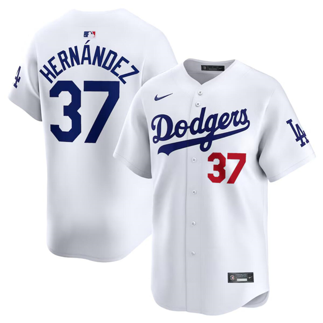 Men's Los Angeles Dodgers #37 Teoscar Hernandez White 2024 Home Limited Stitched Baseball Jersey