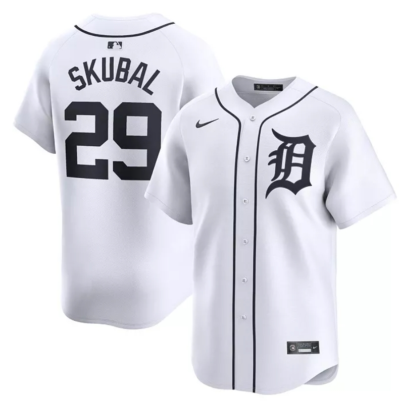 Men's Detroit Tigers #29 Tarik Skubal White 2024 Home Limited Stitched Baseball Jersey
