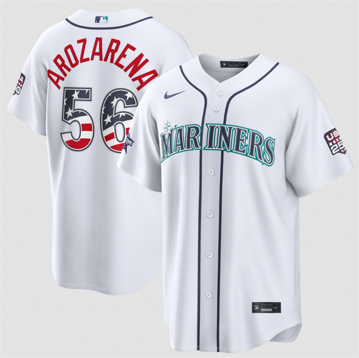 Men's Seattle Mariners #56 Randy Arozarena White 2026 All-Star Edition Stars & Stripes Stadium Pick-A-Player Stitched Baseball Jersey