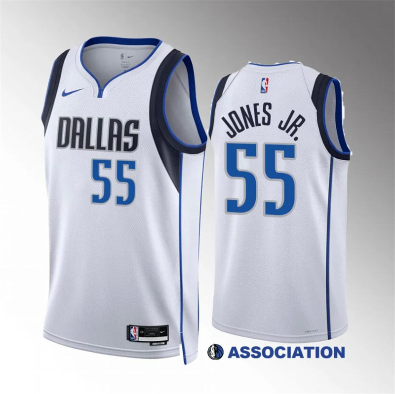Men's Dallas Mavericks #55 Derrick Jones Jr White Association Edition Stitched Basketball Jersey
