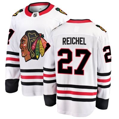 Adidas Blackhawks #27 Lukas Reichel White Road Authentic Stitched NHL Jersey