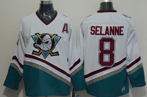 Ducks #8 Teemu Selanne White CCM Throwback Stitched NHL Jersey Ducks #8 Teemu Selanne White CCM Throwback Stitched NHL Jersey