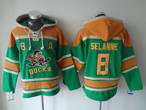 Ducks #8 Teemu Selanne Green Sawyer Hooded Sweatshirt Stitched NHL Jersey Ducks #8 Teemu Selanne Green Sawyer Hooded Sweatshirt Stitched NHL Jersey