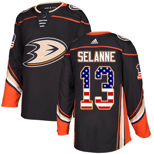 Adidas Ducks #13 Teemu Selanne Black Home Authentic USA Flag Stitched NHL Jersey Adidas Ducks #13 Teemu Selanne Black Home Authentic USA Flag Stitched NHL Jersey