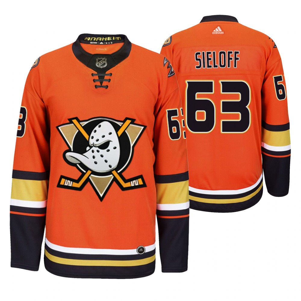 Anaheim Ducks #63 Patrick Sieloff Men's 2019-20 Third Orange Alternate Stitched NHL Jersey