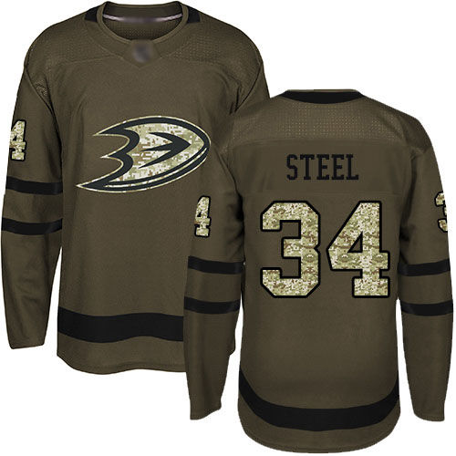 Adidas Ducks #34 Sam Steel Green Salute to Service Stitched NHL Jersey